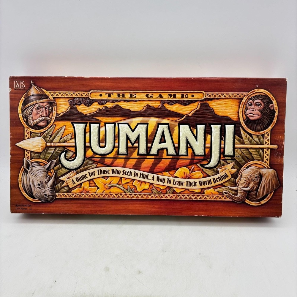 VINTAGE Jumanji The Game COMPLETE Milton Bradley 1995 Family Kids Movie Book